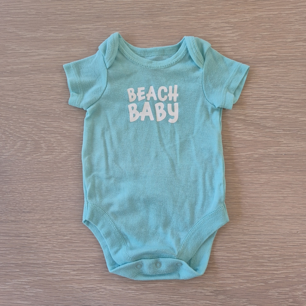 Infant 0-3 Months Beach Baby Turquoise One-Piece Bodysuit for Kids
